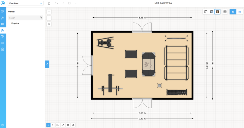 configuratore per progettare la palestra 3D 