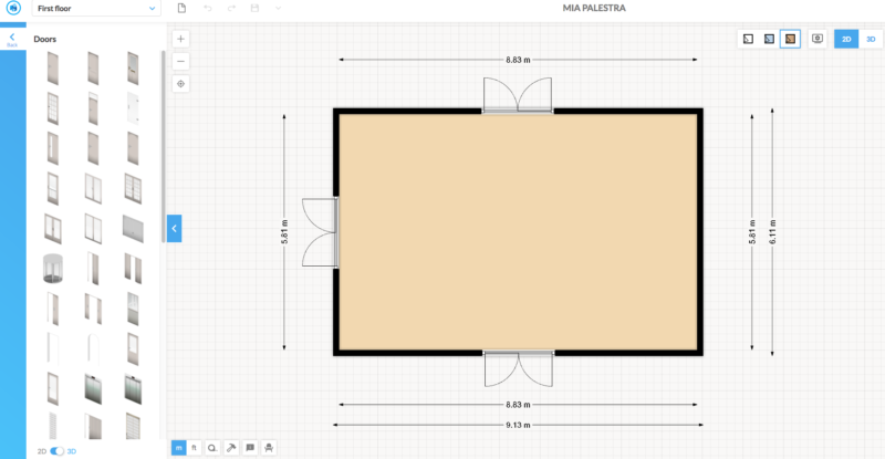 configuratore per progettare la palestra 3D 