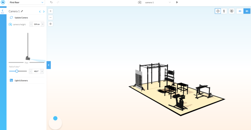 configuratore per progettare la palestra 3D 